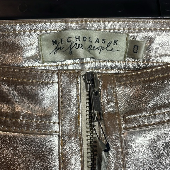 Nicholas K x Free People | Metallic Silver 100% Leather Billy Pants Size 0 NWT - Picture 6 of 9